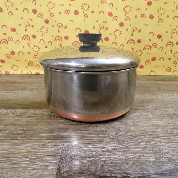 REVERE WARE Vintage 2 Qt Stainless Saucepan Copper Bottom - Picture 2 of 13